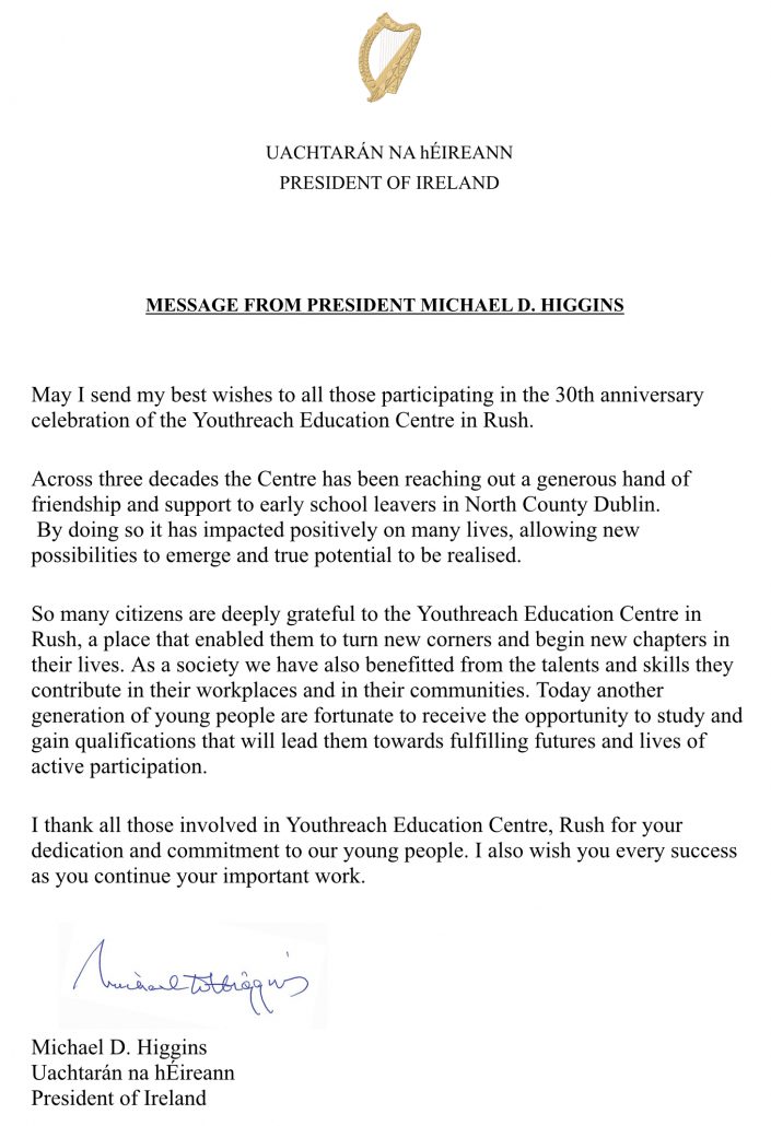 Message From President Michael D Higgins